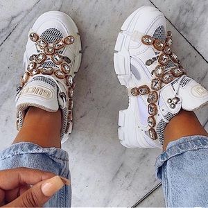 NWT Gucci Womens Flashtrek Chunky Leather Sneakers